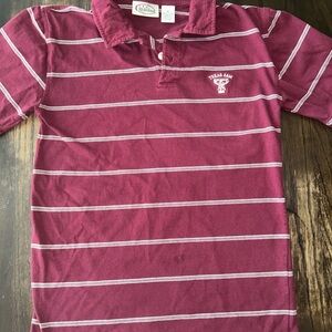 Texas A & M Maroon Polo with White Stripes
